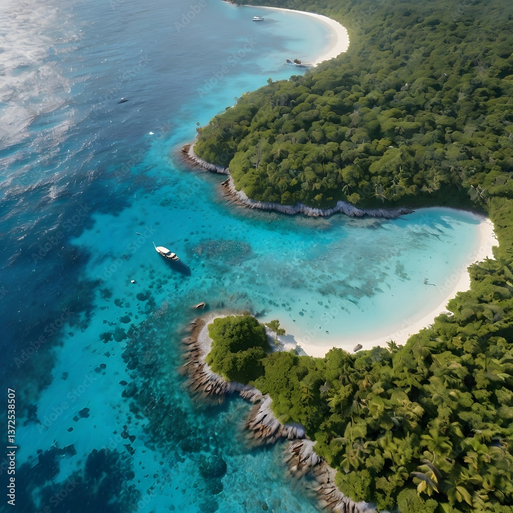 Fototapeta premium aerial view of tropical island