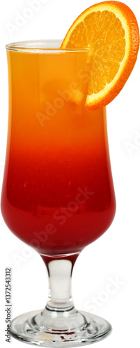 Εκτύπωση καμβά Vibrant two-tone tropical drink in a curved glass with a refreshing orange and r
