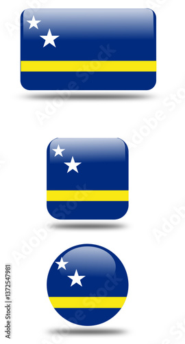 3d look circular, square and rectangle flag of curacao