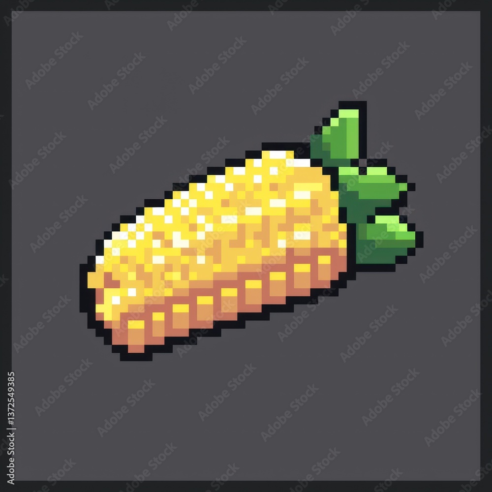 Fototapeta premium Pixel Art Corn on the Cob Illustration Delicious digital drawing of yellow corn