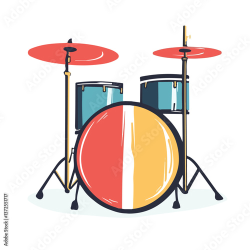 Flat vector bass drum, minimalist design, isolated on a white background.

