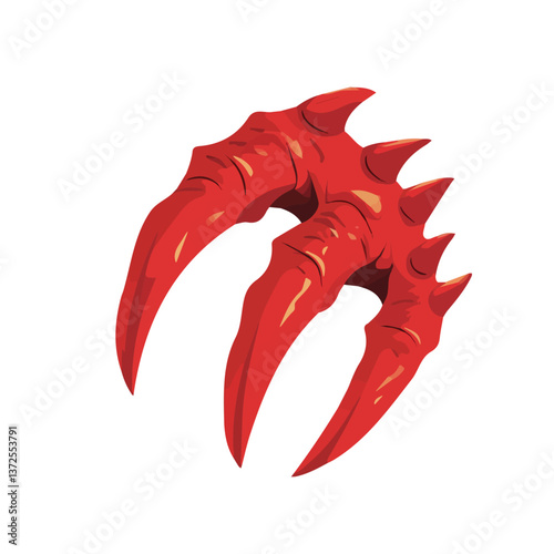 Flat vector dragon claw, minimalist design, isolated on a white background.

