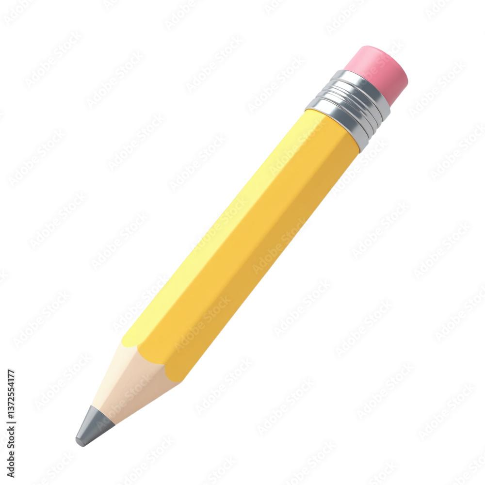 Close-up image of a single, sharpened yellow pencil with a pink eraser, isolated on a transparent background. Ideal for educational or stationery related projects. Close-up image of a single, sharpened yellow pencil with a pink eraser, isolated on a transparent background. Ideal for educational or stationery related projects.