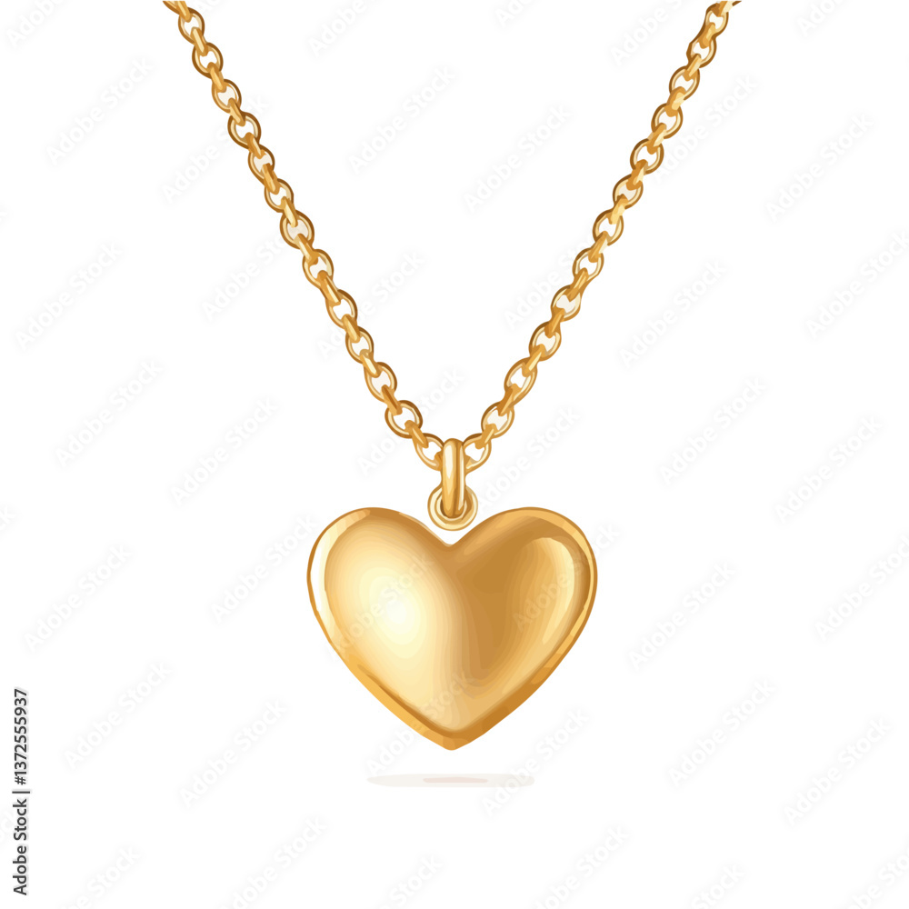Flat vector heart-shaped pendant with gold chain, minimalist design, isolated on a white background.
Flat vector heart-shaped pendant with gold chain, minimalist design, isolated on a white background.