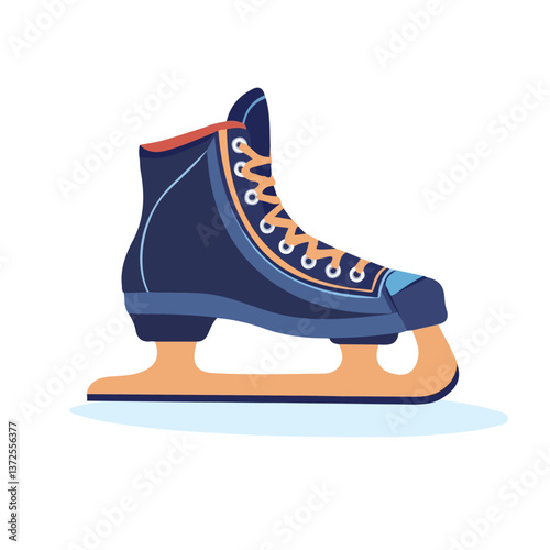 Flat vector ice skates, minimalist design, isolated on a white background.

