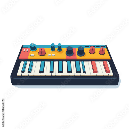 Flat vector keyboard pedal board, minimalist design, isolated on a white background.

