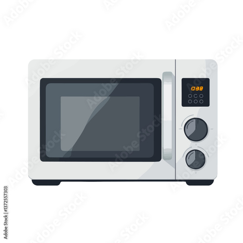 Flat vector microwave oven, minimalist design, isolated on a white background.

