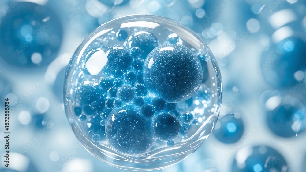 Exploring Blue Microscopic Bubbles or Molecules for Science and Research Exploring Blue Microscopic Bubbles or Molecules for Science and Research