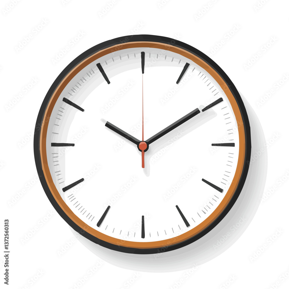 Flat vector wall clock, minimalist design, isolated on a white background.
Flat vector wall clock, minimalist design, isolated on a white background.