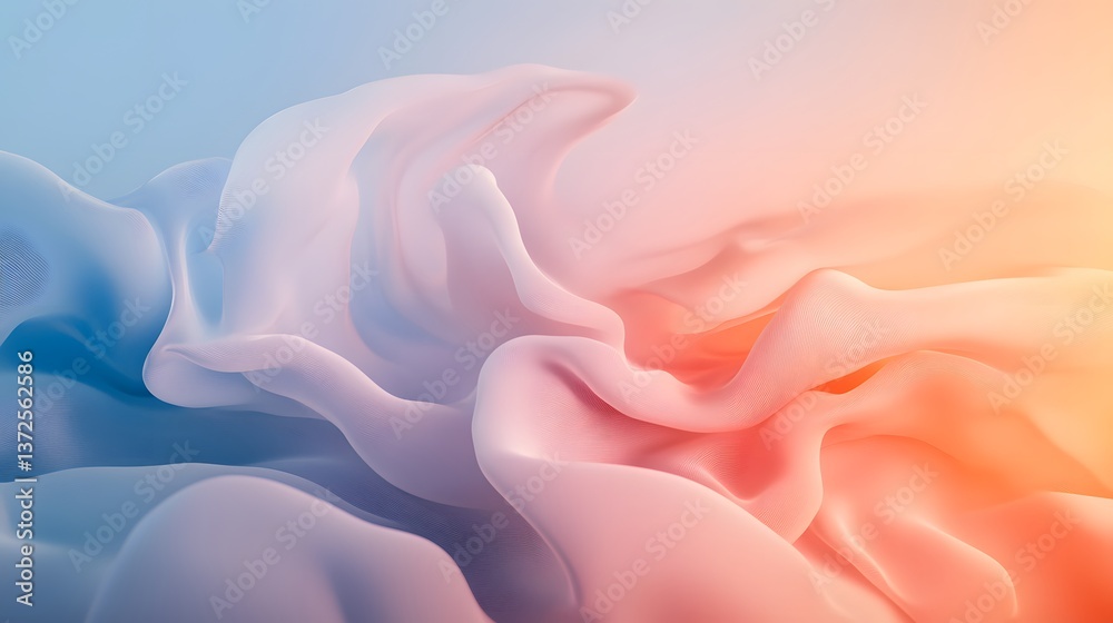 Fototapeta premium Abstract Pastel Fabric Texture Background Soft Draped Silk Waves