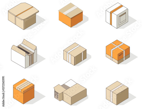 set of cardboard boxes