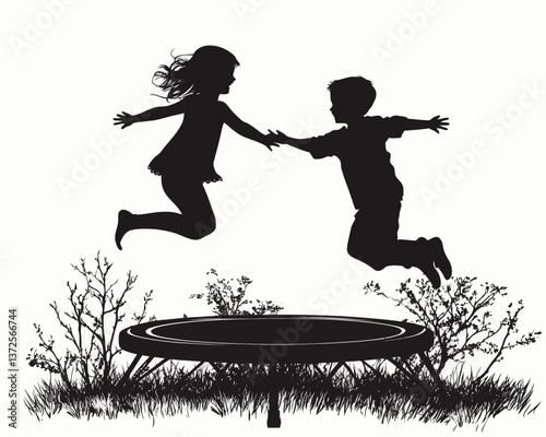 jumping people silhouettes