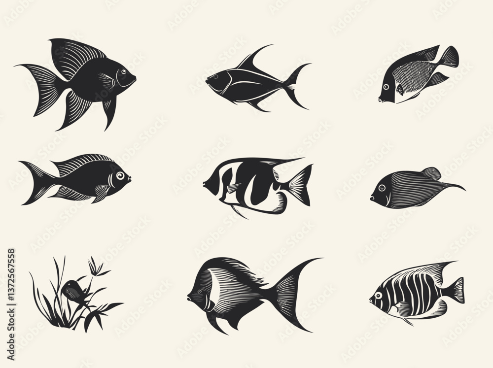 Fototapeta premium fish icons set