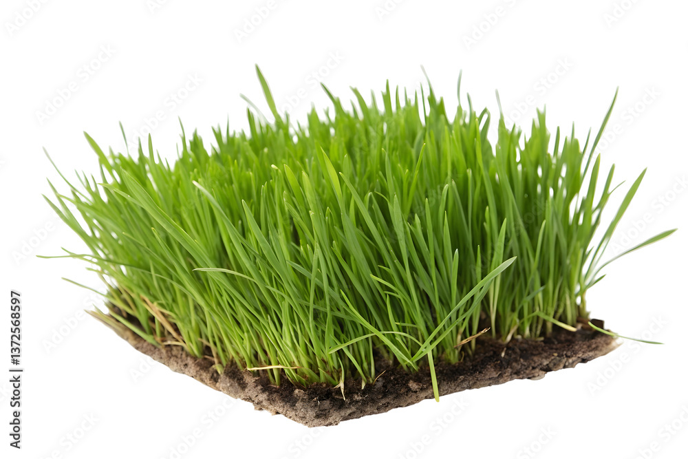 Patch of vibrant green grass with roots and soil. Patch of vibrant green grass with roots and soil.