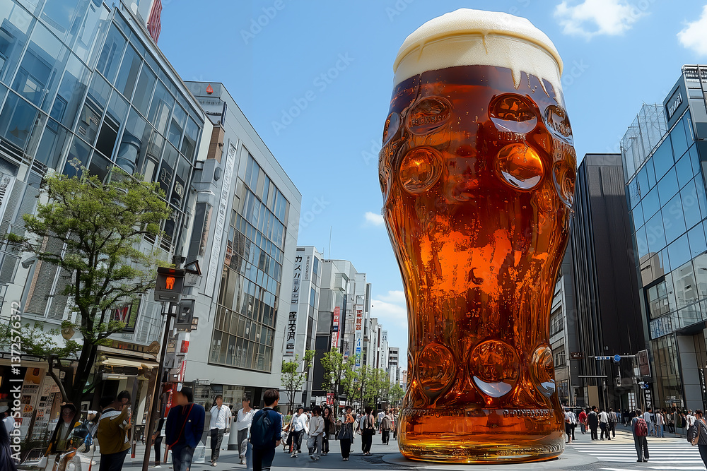 giant dark beer in tokyo square