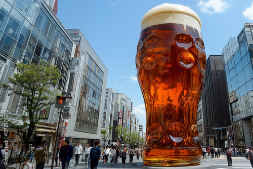 Obraz na płótnie giant dark beer in tokyo square w salonie