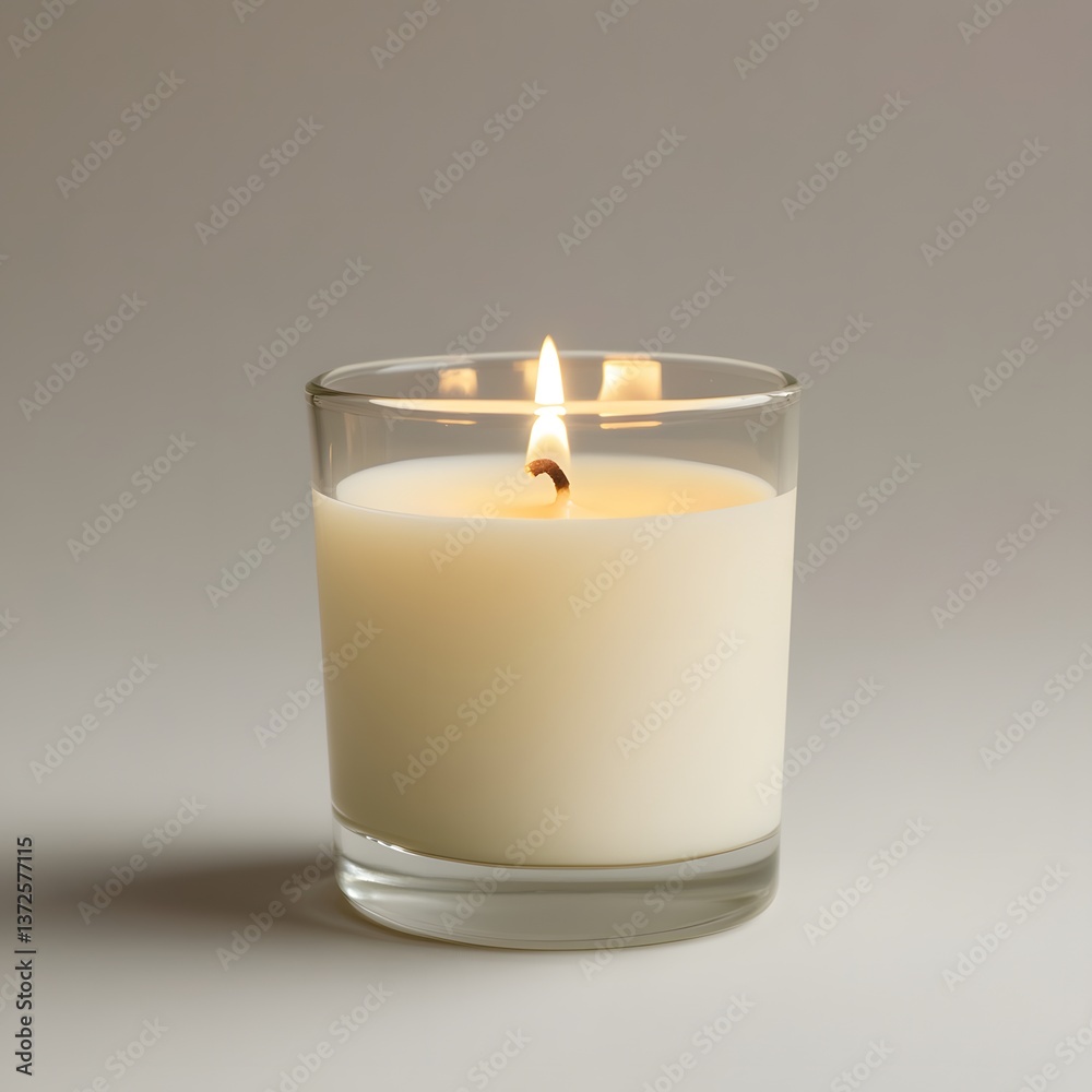 Minimalist White Candle in Clear Glass Jar with Blank Label and Elegant Glow - Perfect for Home Decor, Aromatherapy, Cozy Ambience, and Relaxation Spaces Minimalist White Candle in Clear Glass Jar with Blank Label and Elegant Glow - Perfect for Home Decor, Aromatherapy, Cozy Ambience, and Relaxation Spaces