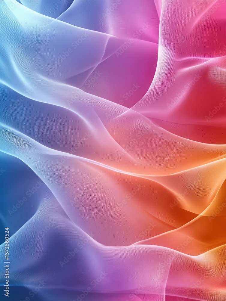 Obraz premium Abstract flowing fabric with vibrant gradient colors creating a soft dreamy and elegant backdrop for creative designs and projects