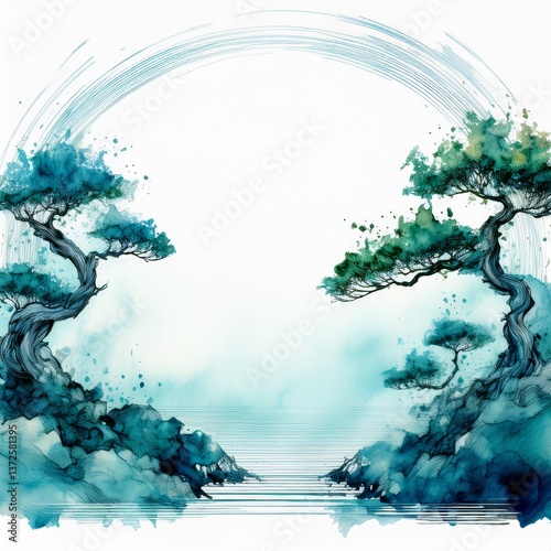 creative abstract beautiful bonsai tree background, serenity and relaxation concept