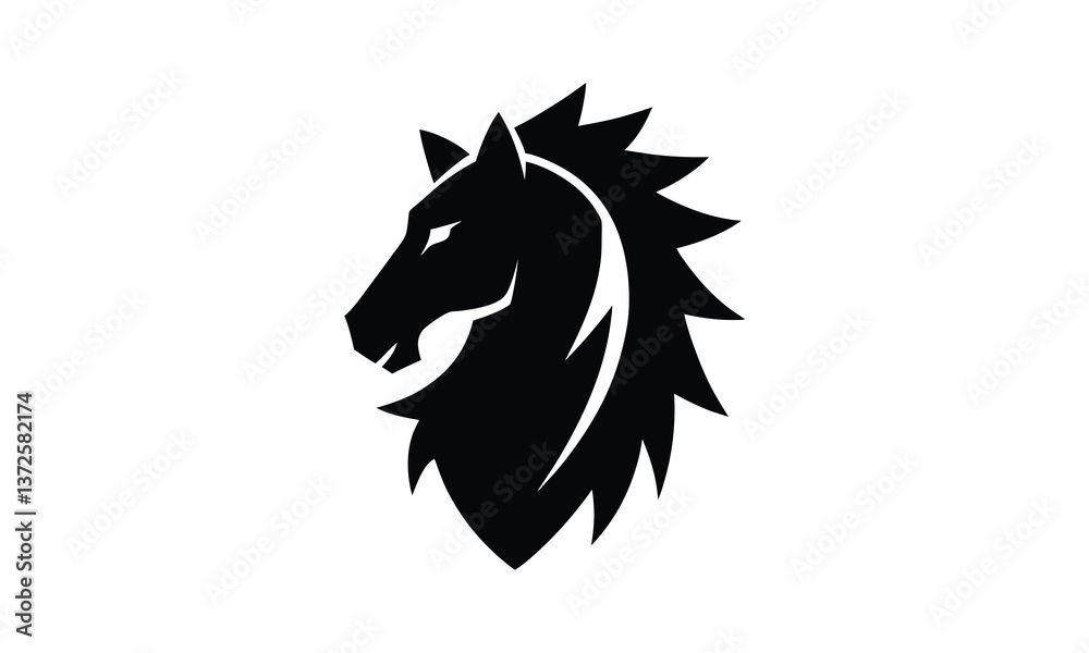 Fototapeta premium Fierce Black Horse Head Silhouette