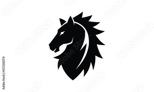 Fierce Black Horse Head Silhouette