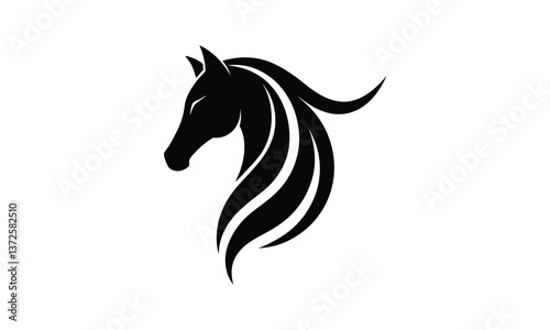 Flowing Mane Black Horse Head