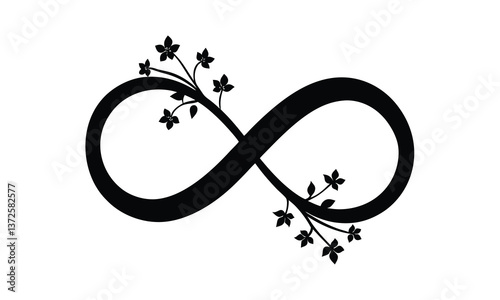 Floral Infinity Symbol Black Outline