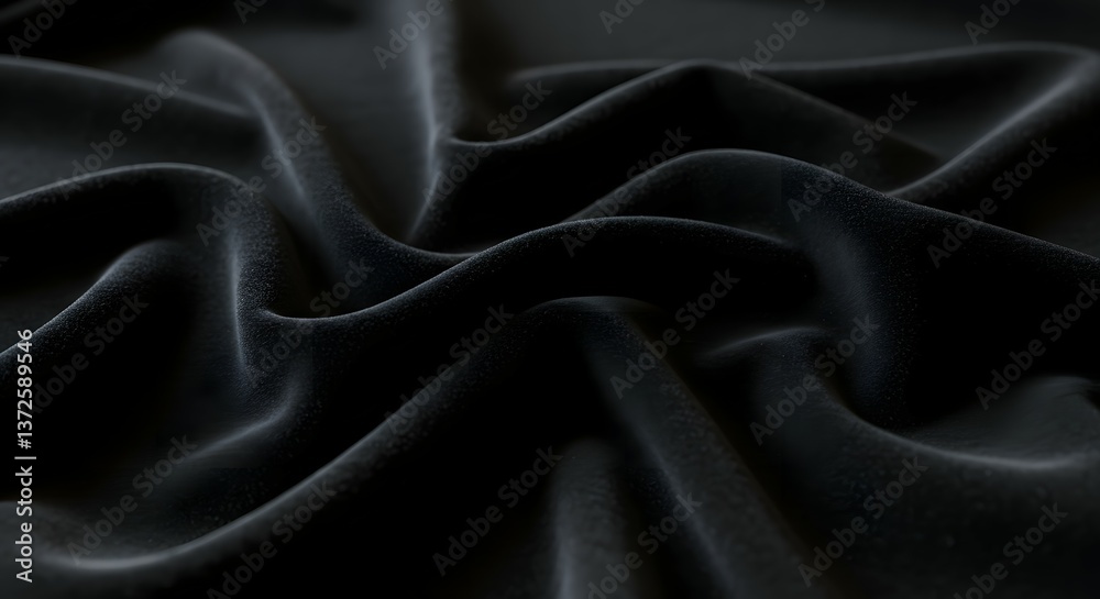 Obraz premium Luxurious Black Draped Silk Fabric Texture
