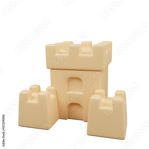 3D Sandcastle Icon – Fun Beach Activity for Summer