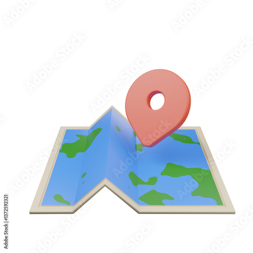 3D Travel Map Icon – Exploring New Destinations