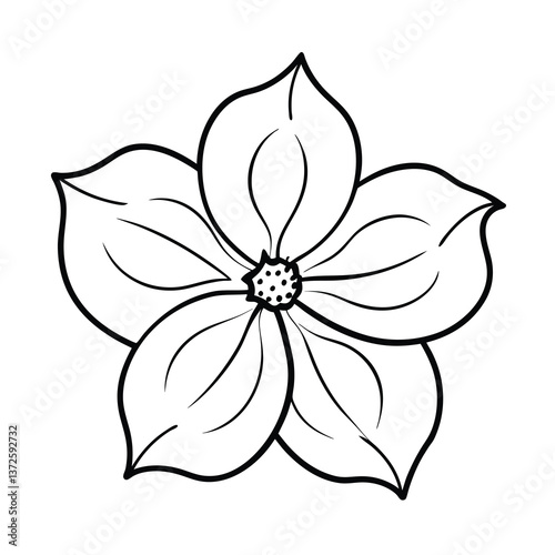 Simple Dogwood Flower Line Art Black and White Botanical vector art