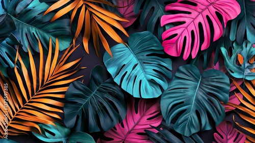 Vibrant and colorful tropical leaves creating a stunning natural backdrop.