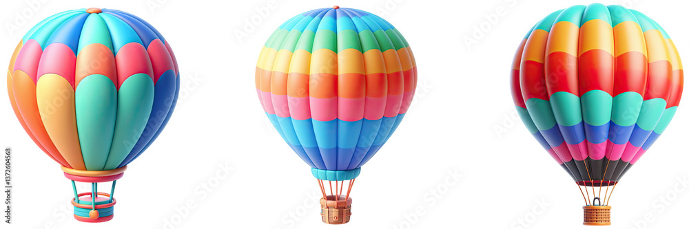 Naklejka premium Hot air balloons illustrations without any background. Air balloons PNG.