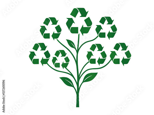Creative design featuring a tree made of recycling symbols representing environmental sustainability and nature preservation
