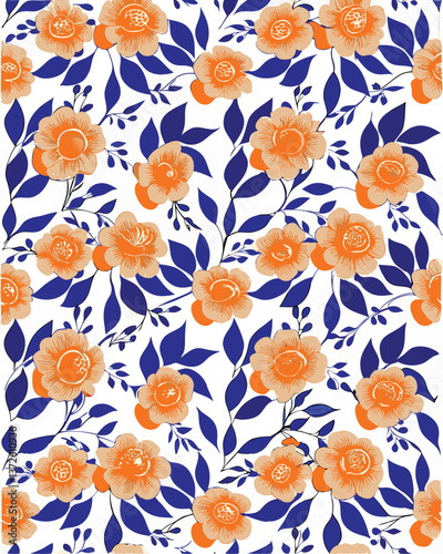 Seamless Abstract flower art  pattern, doodle, fabric, fashion textile , hand-drawn feathers in earthy tones for bohemian skirts, shawls, and maxi dresses.