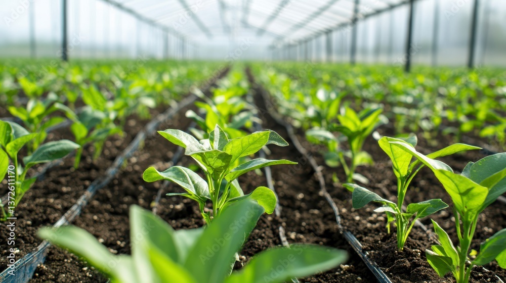 Innovative smart greenhouse utilizing ai control for optimal plant growth agricultural technology indoor environment close-up view Innovative smart greenhouse utilizing ai control for optimal plant growth agricultural technology indoor environment close-up view