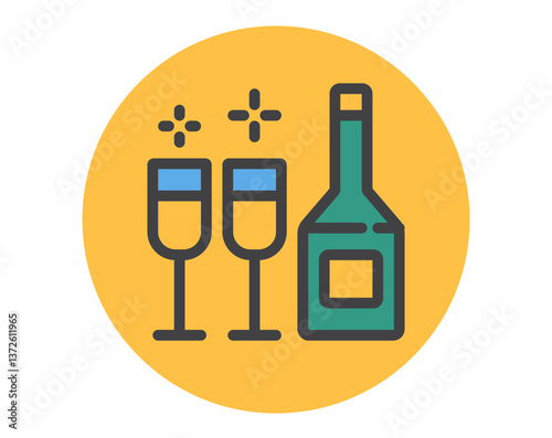 Glass of wine bottle isolated icon concept. Vector graphic design illustration