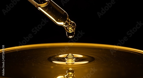 Wallpaper Mural Golden pipette with a falling drop of oil in warm light Torontodigital.ca