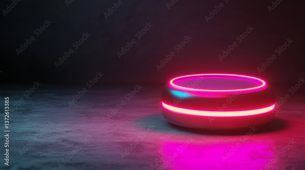 Symbolize of spam call. Smart device with glowing lights on a textured surface.