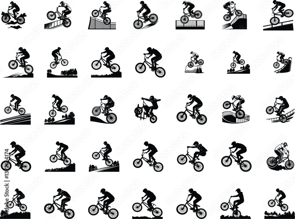 Fototapeta premium BMX Silhouettes Bundle