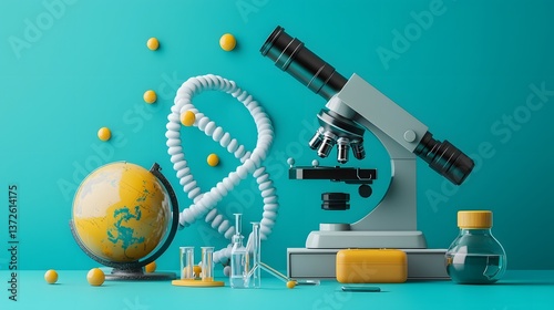 Wallpaper Mural Scientific Tools on Teal Background Torontodigital.ca