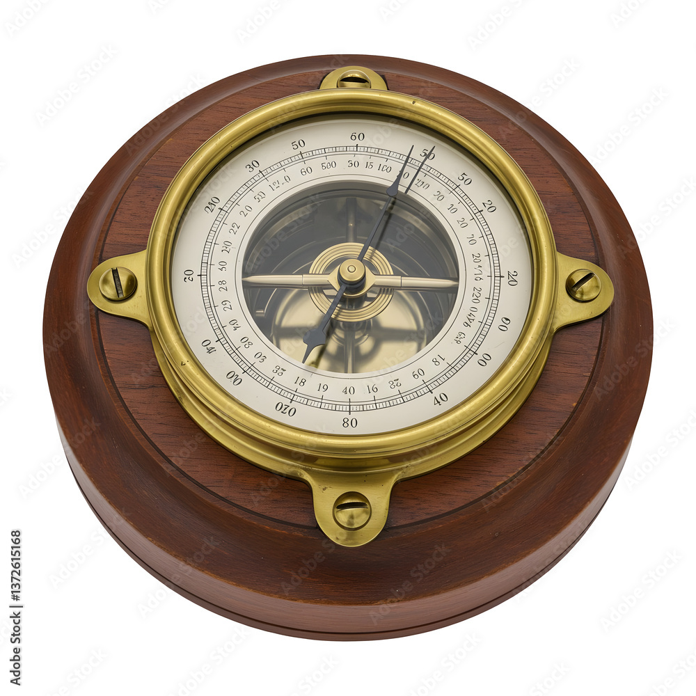 Antique Nautical Barometer in Polished Wooden Case Antique Nautical Barometer in Polished Wooden Case