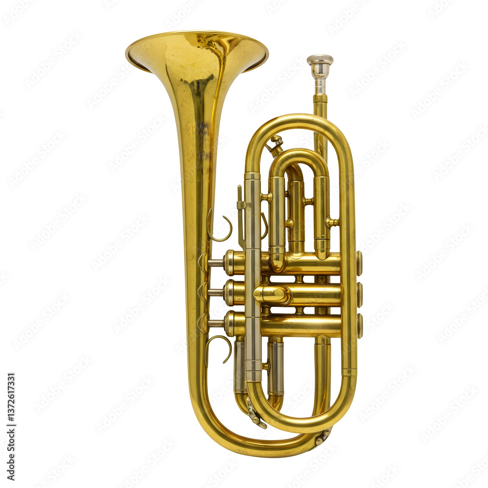 Fototapeta premium Vintage Brass Pocket Trumpet Antique Musical Instrument