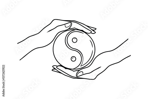 Yin Yang Symbol Held Carefully in Two Hands, Balance, Harmony