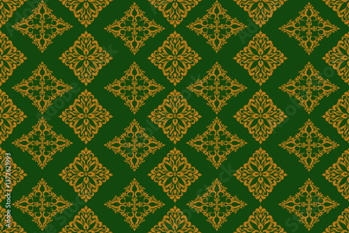 Oriental vector classic golden pattern on black background. Seamless abstract background. Design for elaborated borders, ceramic pottery, tiles, and clothing.