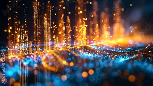 Abstract city lights, digital wave