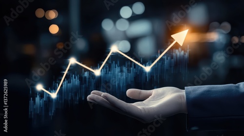 Analyzing growth trends in business financial market data visualization professional environment close-up view economic insights