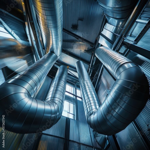 Stunningly realistic photography of a large modern metal structure showcasing architectural design and innovation
