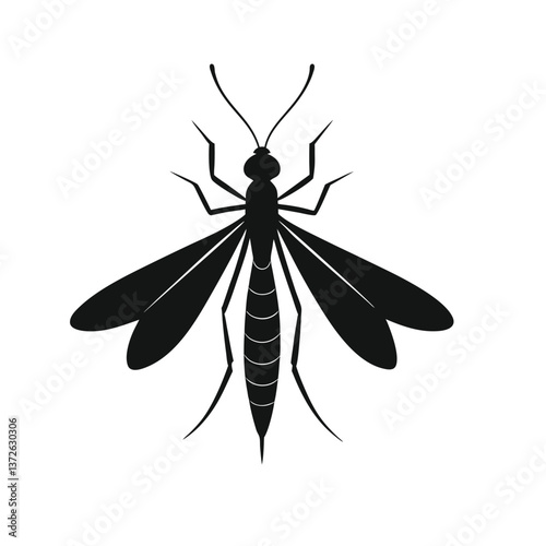 flat and minimalist mayfly insects icon of silhouette.eps