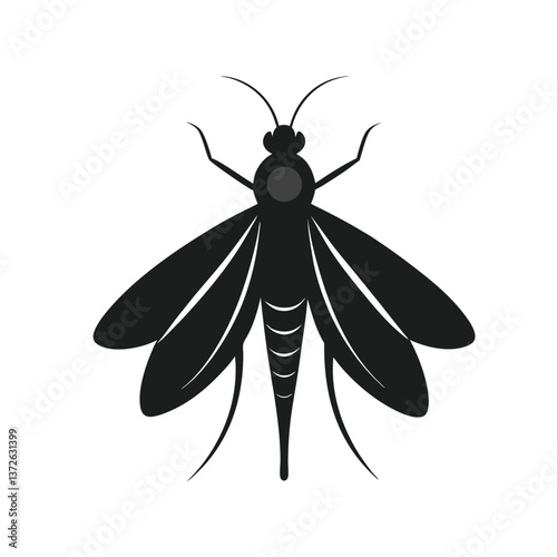 flat and minimalist mayfly insects icon of silhouette.eps
